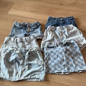 Stylish Kids Denim Skirts Set - Blue and Gray
